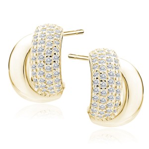 Cercei argint placati cu aur galben cu pietre DiAmanti Z2143EG_W-DIA (Argint 925‰ 3,5 g.)